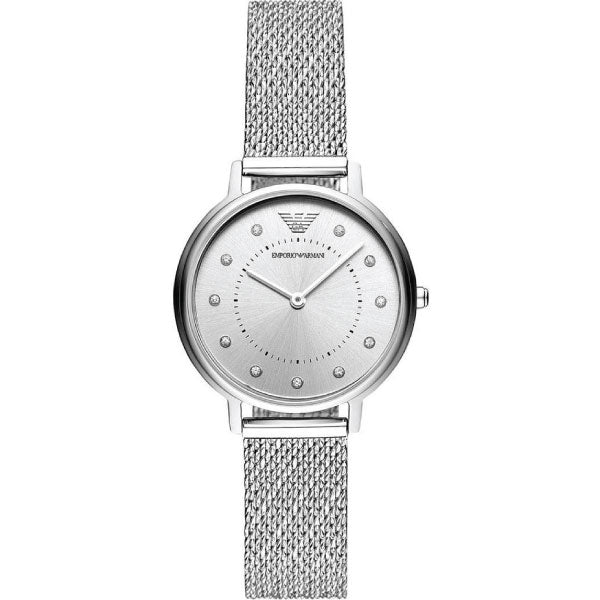  Shop Authentic Emporio Armani Kappa Silver Dial Silver Mesh Bracelet Watch For Women - AR11128 - Luxxuri