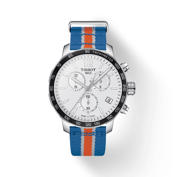  Shop Authentic Tissot Quickster Chronograph NBA New York Kicks White Dial Multicolored Nato Strap Watch For Men - T095.417.17.037.06 - Luxxuri