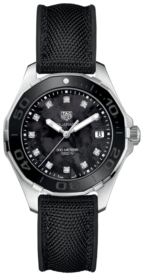  Shop Authentic Tag Heuer Aquaracer Quartz Mother of Pearl Black Dial Black NATO Strap Watch for Women - WAY131M.FT6092 - Luxxuri