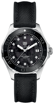  Shop Authentic Tag Heuer Aquaracer Quartz Mother of Pearl Black Dial Black NATO Strap Watch for Women - WAY131M.FT6092 - Luxxuri