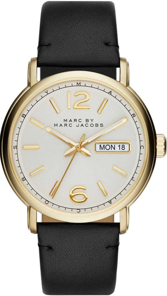  Shop Authentic Marc Jacobs Fergus White Dial Black Leather Strap Watch for Men - MBM5081 - Luxxuri