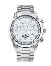  Shop Authentic Gucci G Timeless Chronograph White Dial Silver Steel Strap Watch For Men - YA126472 - Luxxuri
