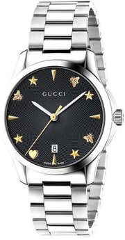  Shop Authentic Gucci G Timeless Black Dial Silver Steel Strap Watch For Women - YA1264029A - Luxxuri