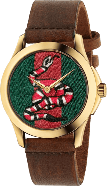  Shop Authentic Gucci Le Marche Des Merveilles Green and Red Dial Brown Leather Strap Unisex Watch - YA1264012 - Luxxuri