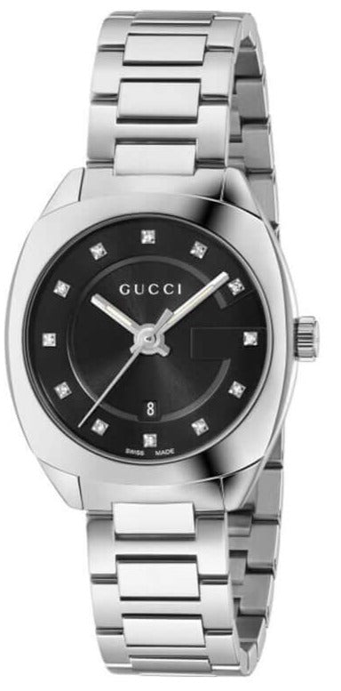  Shop Authentic Gucci GG2570 Diamonds Black Dial Silver Steel Strap Watch For Women - YA142503 - Luxxuri