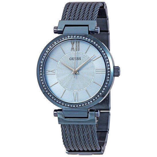  Shop Authentic Guess Soho Diamonds Blue Dial Blue Mesh Bracelet Watch For Women - W0638L3 - Luxxuri