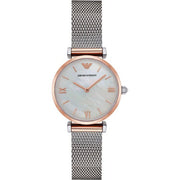  Shop Authentic Emporio Armani Retro Mother of Pearl Dial Silver Mesh Bracelet Watch For Women - AR2067 - Luxxuri