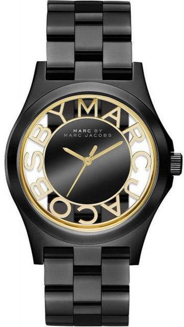  Shop Authentic Marc Jacobs Henry Transparent Black Dial Black Steel Strap Watch for Women - MBM3255 - Luxxuri