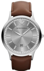  Shop Authentic Emporio Armani Renato Silver Dial Brown Leather Strap Watch For Men - AR2463 - Luxxuri