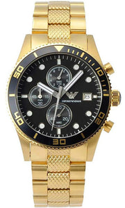  Shop Authentic Emporio Armani Chronograph Black Dial Gold Steel Strap Watch For Men - AR5857 - Luxxuri