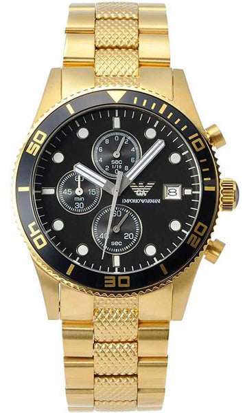  Shop Authentic Emporio Armani Chronograph Black Dial Gold Steel Strap Watch For Men - AR5857 - Luxxuri