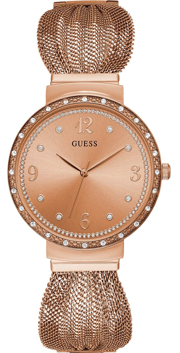  Shop Authentic Guess Chiffon Rose Gold Dial Mesh Bracelet Watch For Women - W1083L3 - Luxxuri