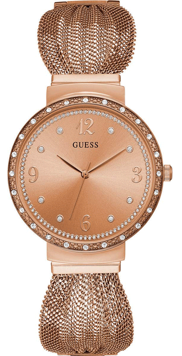  Shop Authentic Guess Chiffon Rose Gold Dial Mesh Bracelet Watch For Women - W1083L3 - Luxxuri