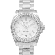 Shop Authentic Gucci Dive Diamonds Mother of Pearl Dial Silver Steel Strap Watch For Women - YA136406 - Luxxuri