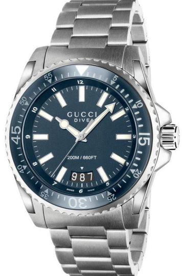  Shop Authentic Gucci Dive Analog Blue Dial Silver Steel Strap Watch For Men - YA136203 - Luxxuri