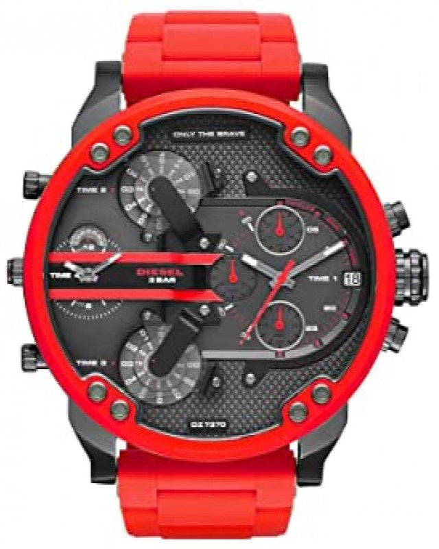  Shop Authentic Diesel Mr Daddy 2.0 Black Dial Red Steel Strap Watch For Men - DZ7370 - Luxxuri