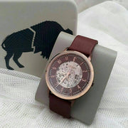  Shop Authentic Fossil Vintage Muse Automatic Skeleton Maroon Dial Maroon Leather Strap Watch for Women - ME3137 - Luxxuri