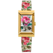  Shop Authentic Gucci G-Frame Floral Mother of Pearl Dial White Leather Strap Watch For Women - YA147406 - Luxxuri