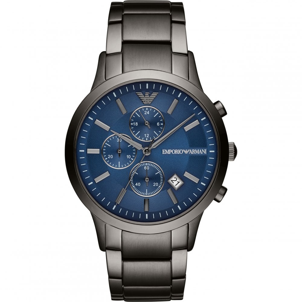  Shop Authentic Emporio Armani Renato Chronograph Blue Dial Grey Steel Strap Watch For Men - A11215 - Luxxuri