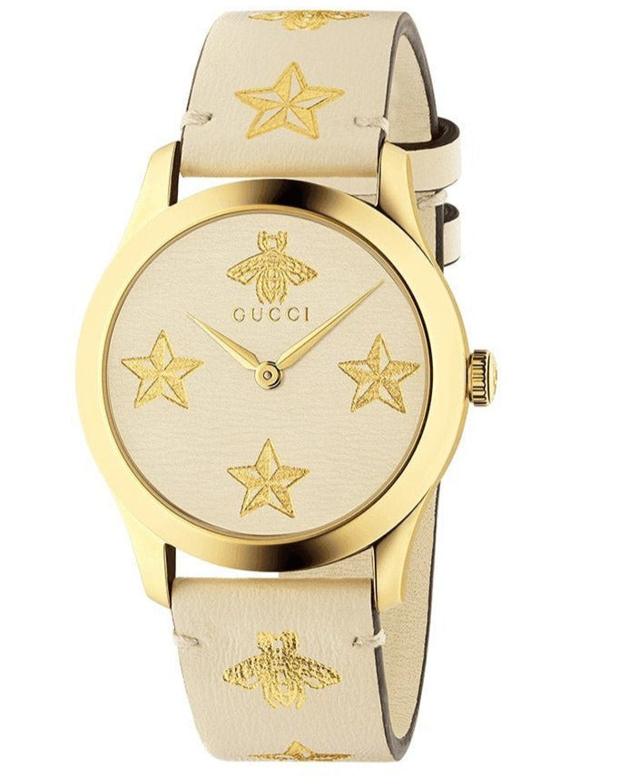  Shop Authentic Gucci G Timeless White Dial White Leather Strap Watch For Women - YA1264096 - Luxxuri
