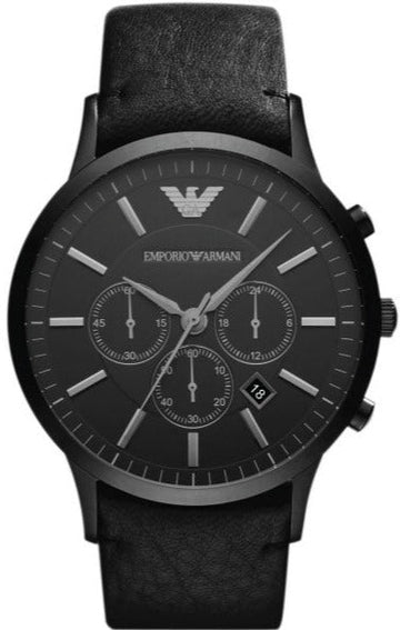  Shop Authentic Emporio Armani Sportivo Chronograph Black Dial Black Leather Strap Watch For Men - AR2461 - Luxxuri