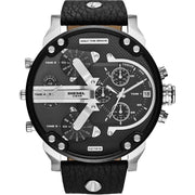  Shop Authentic Diesel Mr Daddy Black Dial Black Leather Strap Watch For Men - DZ7313 - Luxxuri