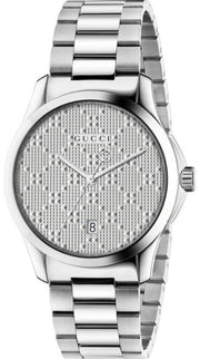  Shop Authentic Gucci G Timeless Quartz Silver Dial Silver Steel Strap Watch For Women - YA126459 - Luxxuri