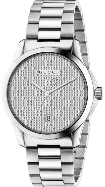  Shop Authentic Gucci G Timeless Quartz Silver Dial Silver Steel Strap Watch For Women - YA126459 - Luxxuri