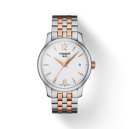  Shop Authentic Tissot T Classic Tradition Lady White Dial Two Tone Steel Strap Watch For Women - T063.210.22.037.01 - Luxxuri