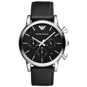 Shop Authentic Emporio Armani Classic Chronograph Black Dial Black Leather Strap Watch For Men - AR1733 - Luxxuri