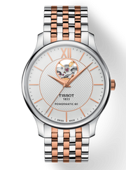  Shop Authentic Tissot Tradition Powermatic 80 Open Heart Silver Dial Two Tone Steel Strap Watch For Men - T063.907.22.038.01 - Luxxuri