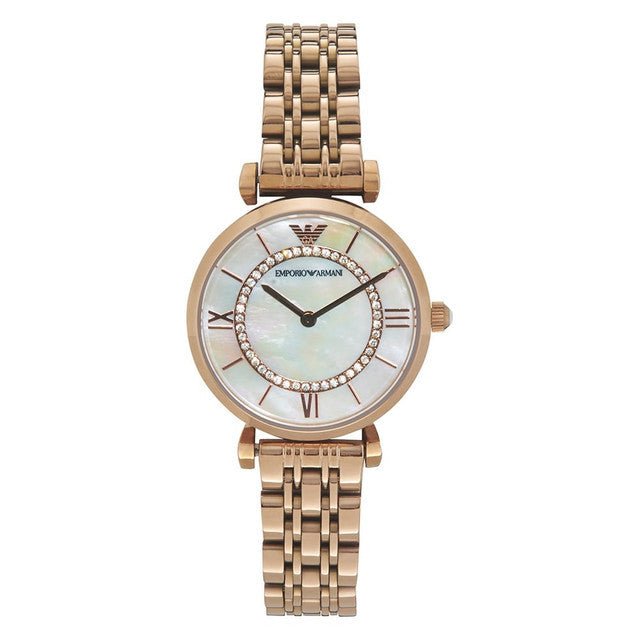  Shop Authentic Emporio Armani Gianni T Bar Mother of Pearl Rose Gold Stainless Steel Strap Watch For Women - AR1909 - Luxxuri