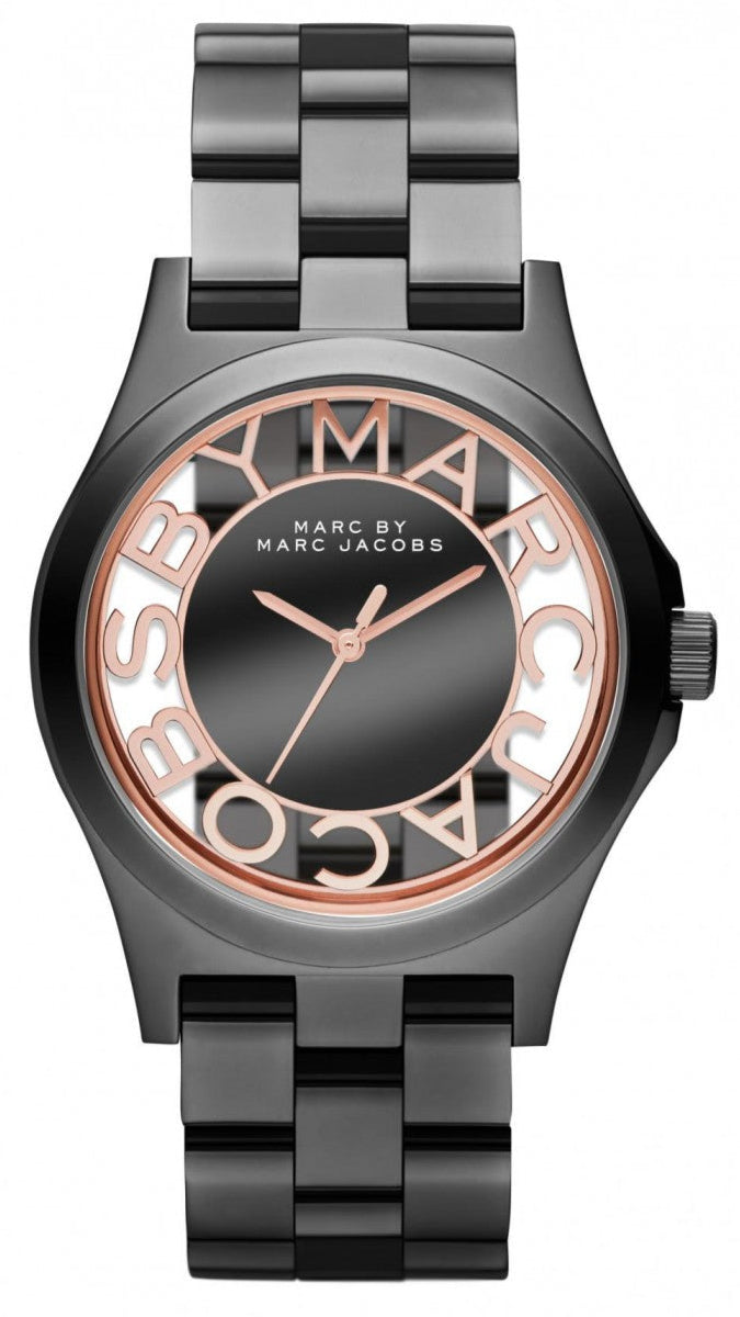  Shop Authentic Marc Jacobs Henry Skeleton Black Dial Black Steel Strap Watch for Women - MBM3254 - Luxxuri