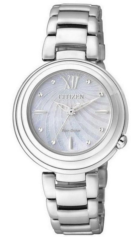  Shop Authentic Citizen Eco Drive Silver Stainless Steel Strap Watch For Women - EM0331-52 - Luxxuri