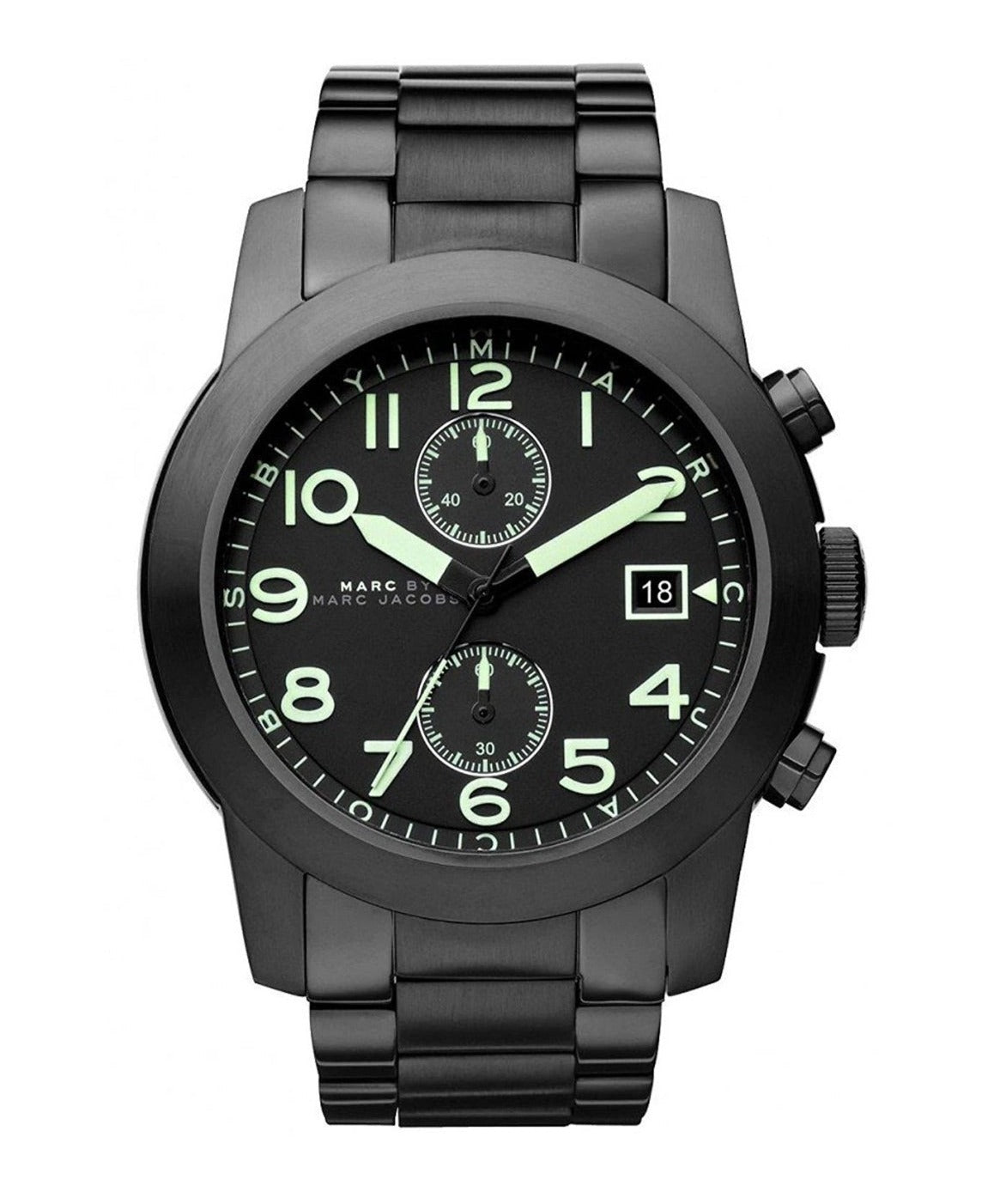  Shop Authentic Marc Jacobs Larry Chronograph Black Dial Black Steel Strap Watch for Men - MBM5032 - Luxxuri
