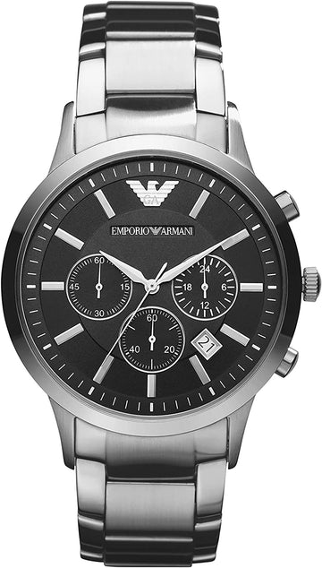  Shop Authentic Emporio Armani Classic Chronograph Black Dial Silver Steel Strap Watch For Men - AR2434 - Luxxuri