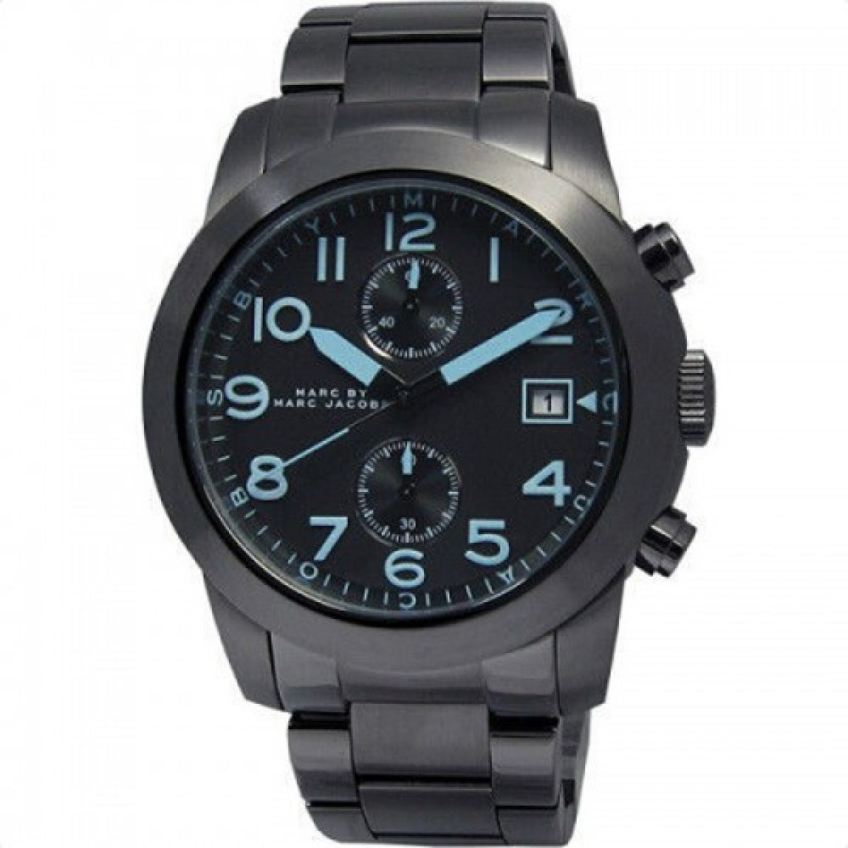  Shop Authentic Marc Jacobs Larry Chronograph Black Dial Gunmetal Grey Steel Strap Watch for Men - MBM5031 - Luxxuri