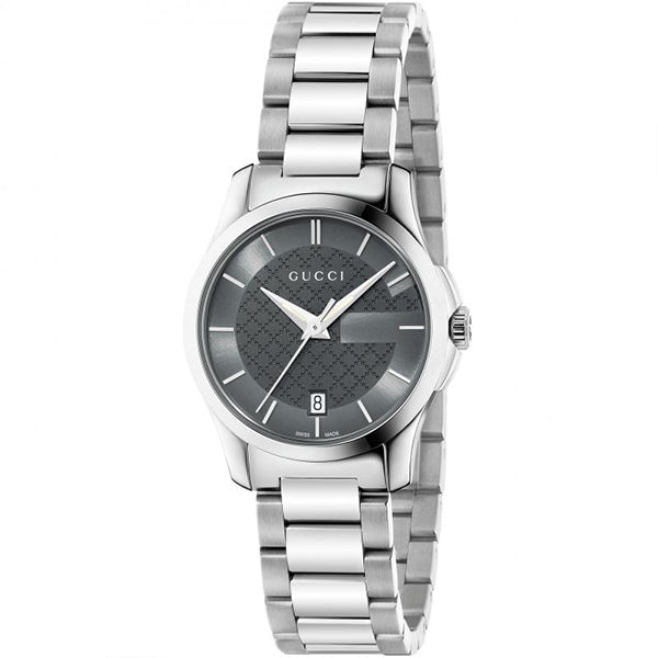  Shop Authentic Gucci G Timeless Grey Dial Silver Steel Strap Watch For Women - YA126522 - Luxxuri