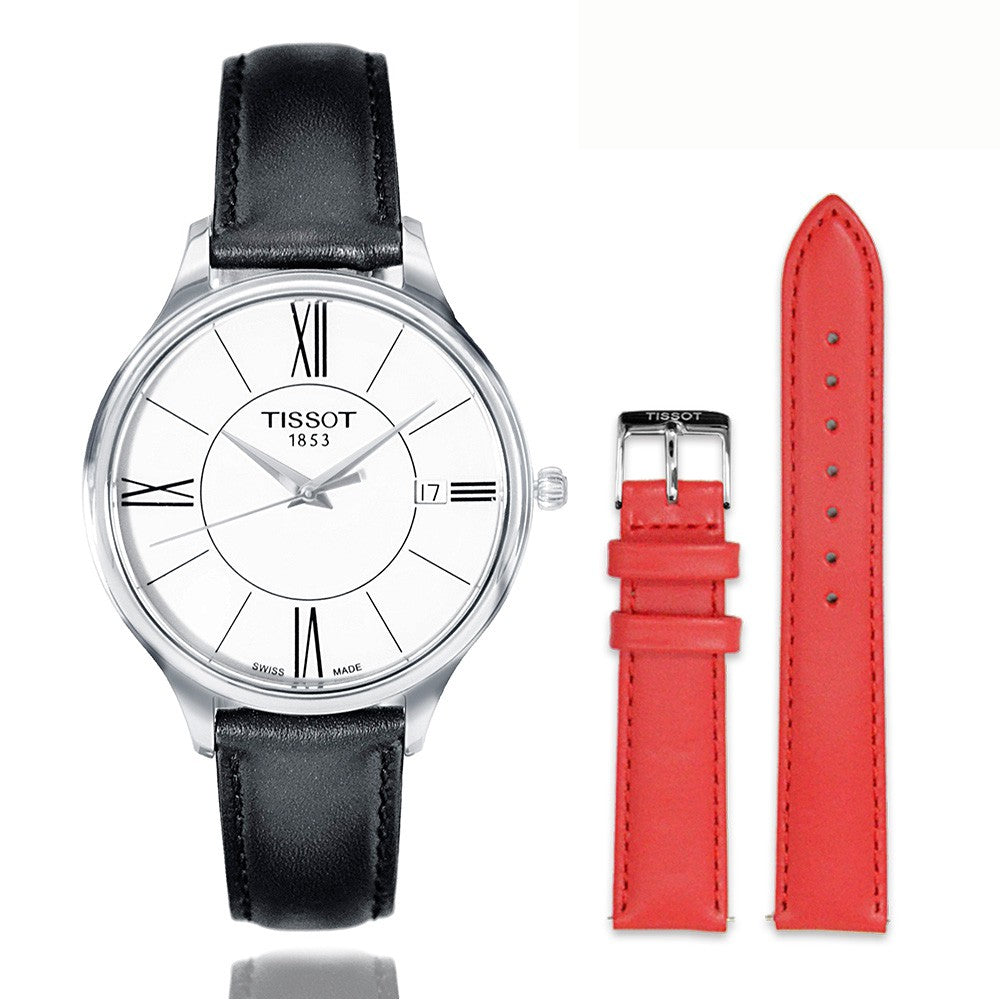  Shop Authentic Tissot Bella Ora Round White Dial Black Leather Strap Watch For Women - T103.210.16.018.00 - Luxxuri
