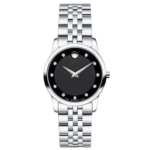  Shop Authentic Movado Museum Classic Black Dial Silver Steel Strap Watch For Women - 0606858 - Luxxuri