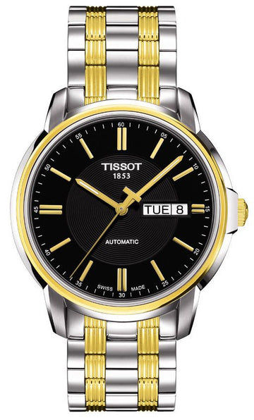  Shop Authentic Tissot Automatics III Day Date Black Dial Two Tone Steel Strap Watch For Men - T065.430.22.051.00 - Luxxuri