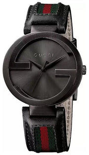  Shop Authentic Gucci Interlocking G XL Black Dial Red & Green Leather Strap Watch For Men - YA133206 - Luxxuri