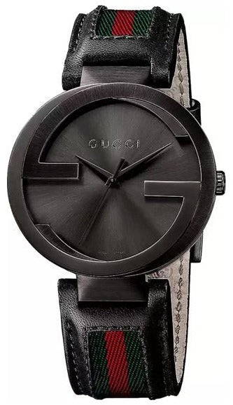 Shop Authentic Gucci Interlocking G XL Black Dial Red & Green Leather Strap Watch For Men - YA133206 - Luxxuri