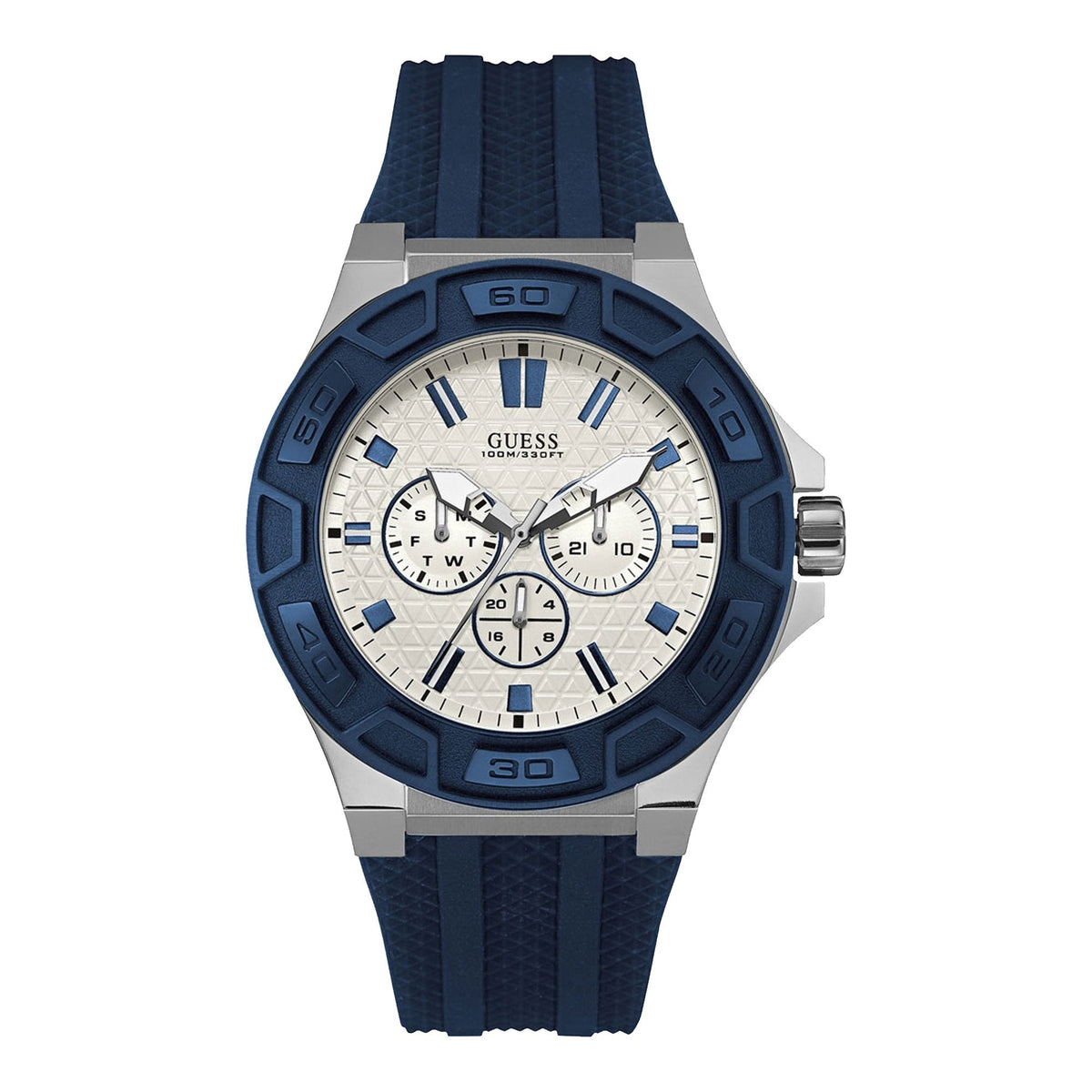  Shop Authentic Guess Force White Dial Blue Rubber Strap Watch For Men - W0674G4 - Luxxuri