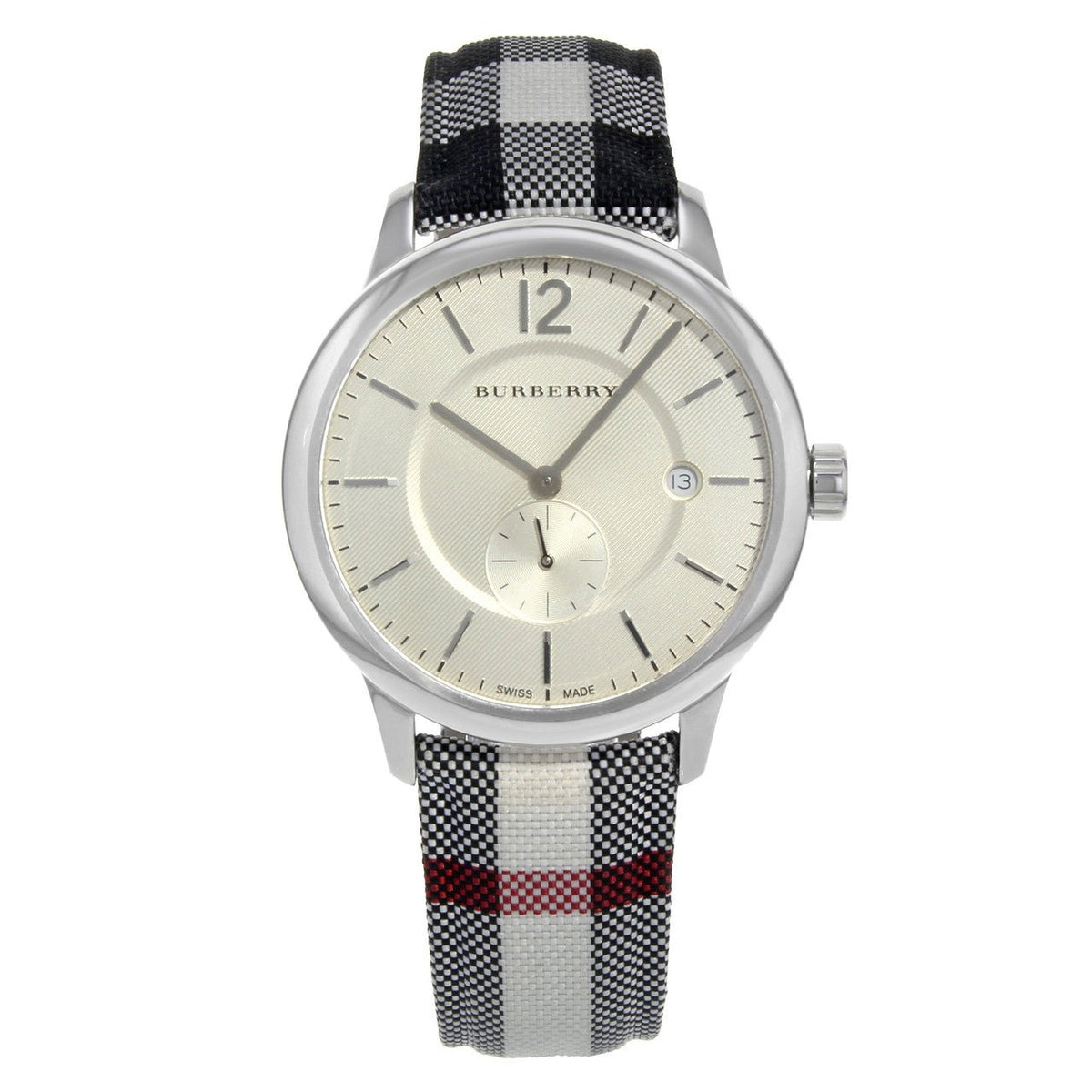  Shop Authentic Burberry The Classic Horseferry Silver Dial Black Leather Strap Watch for Men - BU10002 - Luxxuri