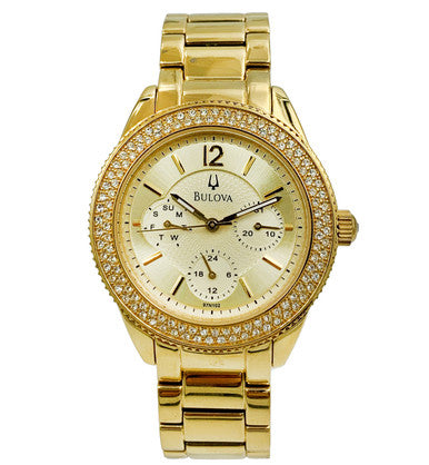  Shop Authentic Bulova Multi Function Gold Dial Gold Steel Strap Watch for Women - 97N102 - Luxxuri