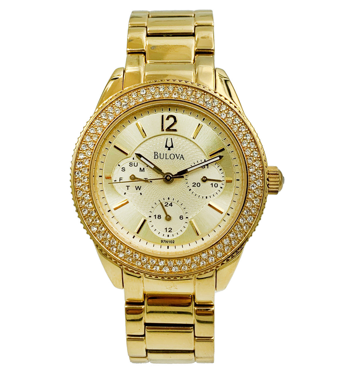  Shop Authentic Bulova Multi Function Gold Dial Gold Steel Strap Watch for Women - 97N102 - Luxxuri