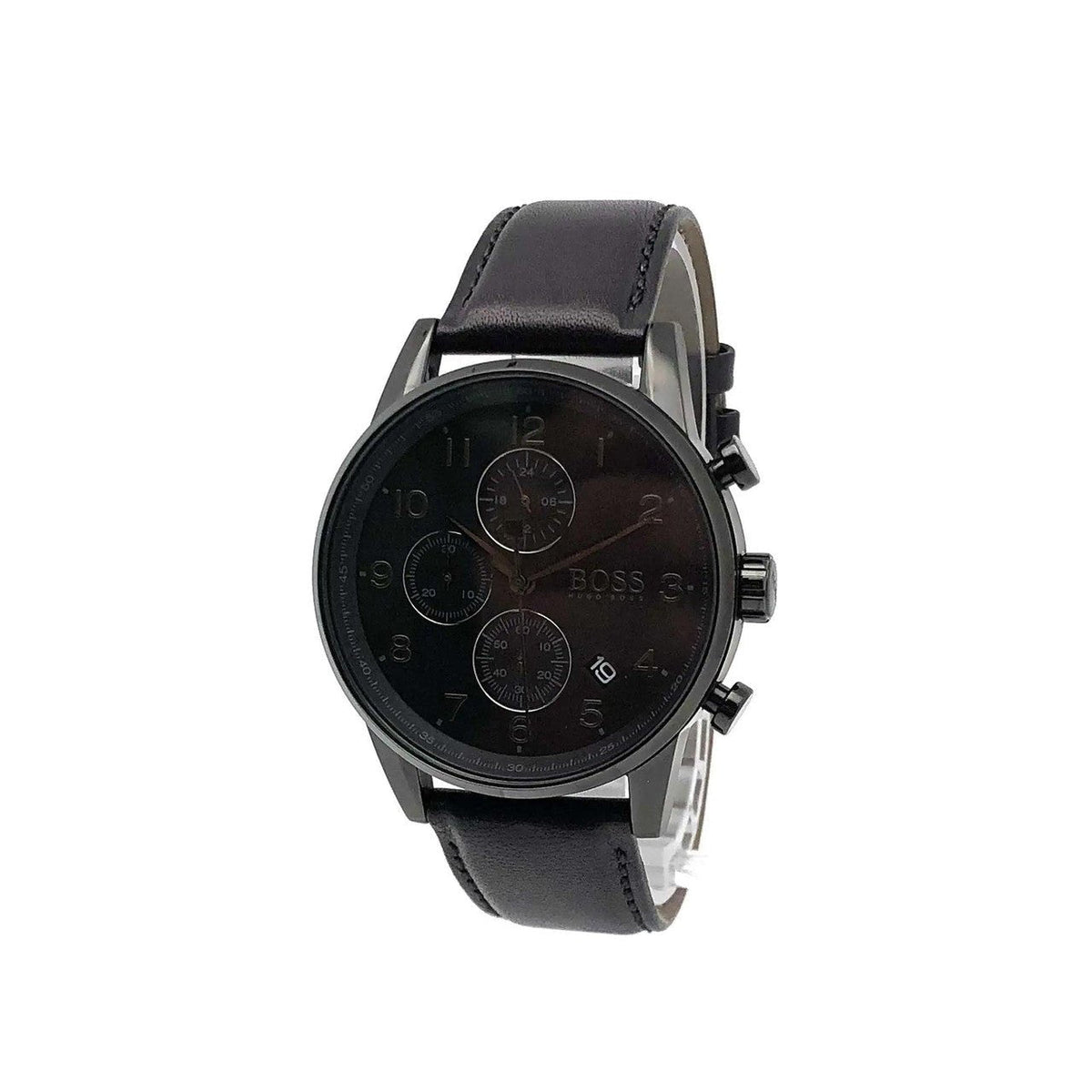  Shop Authentic Hugo Boss Navigator Black Dial Black Leather Strap Watch for Men - 1513497 - Luxxuri