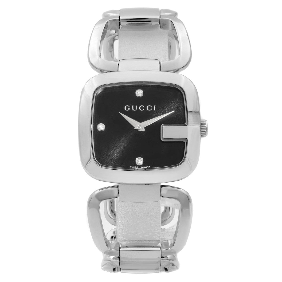  Shop Authentic Gucci G Gucci Diamonds Black Dial Silver Steel Strap Watch For Women - YA125406 - Luxxuri