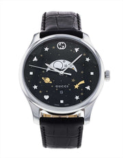  Shop Authentic Gucci G-Timeless Moonphase Black Dial Black Leather Strap Watch For Men - YA126327 - Luxxuri